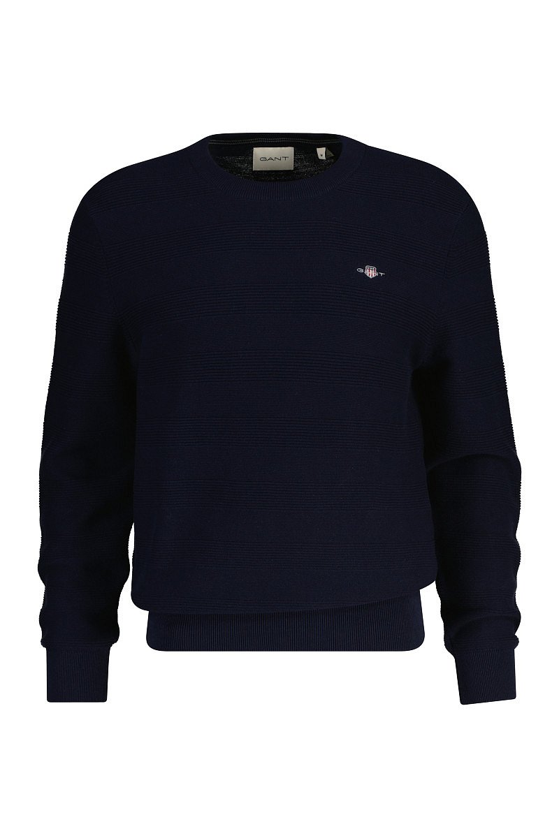 SVETR GANT COTTON TEXTURE C-NECK EVENING BLUE