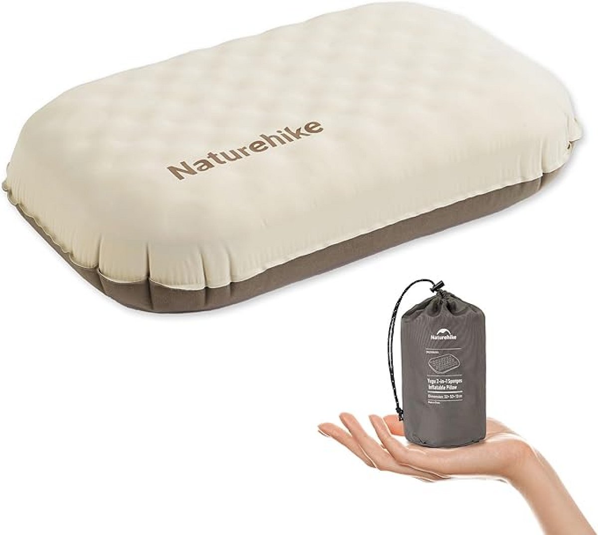 Naturehike 2v1 ultralehký nafukovací pěnový polštář Hnědý