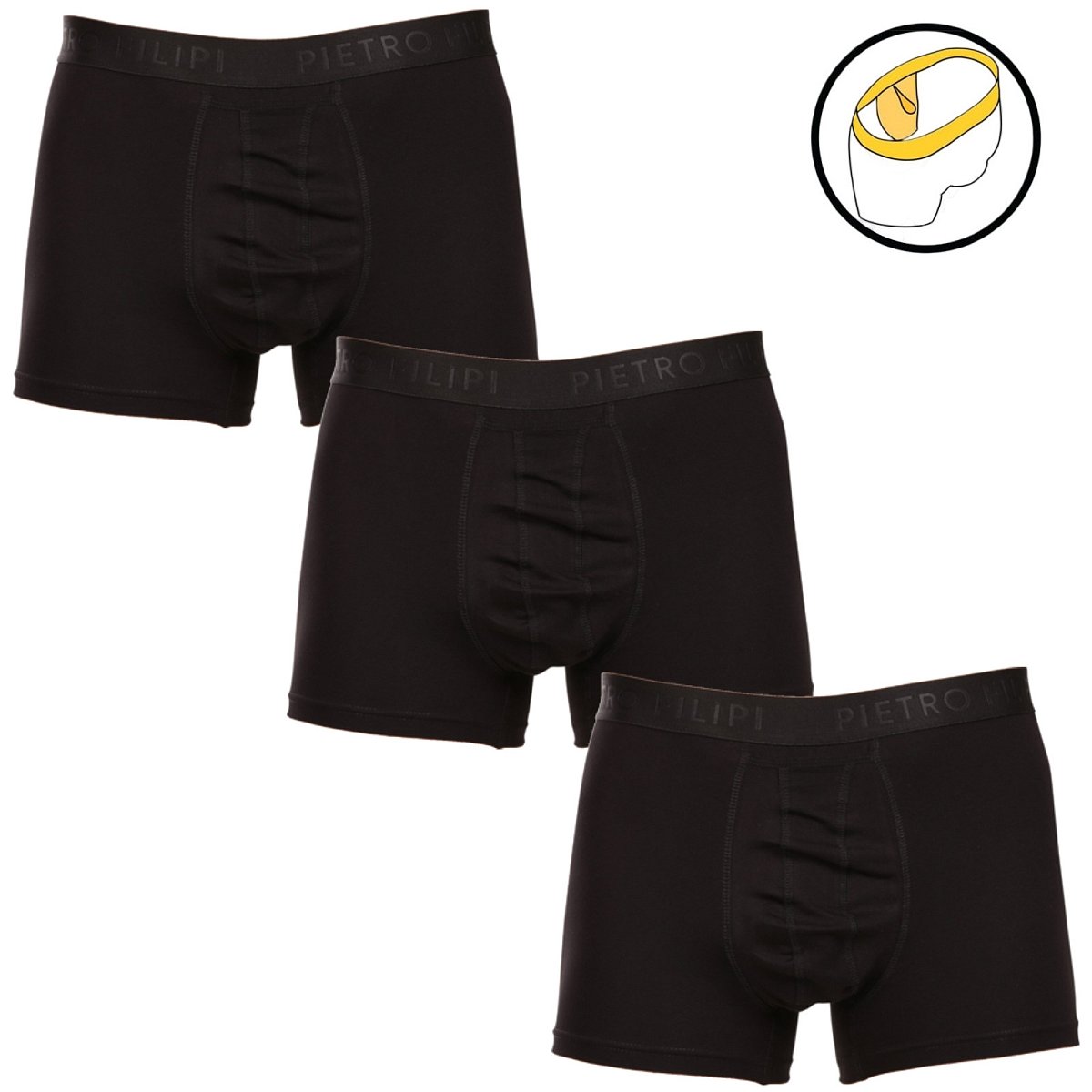 3PACK pánské boxerky Pietro Filipi balls holder černé (3PBHC1) XL, trenky / trenýrky