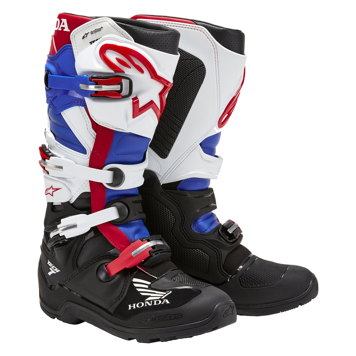 Motokrosové Boty Alpinestars Honda Tech 7 Enduro Drystar Černo-Bílo-Modro-Zářivě Červená 51