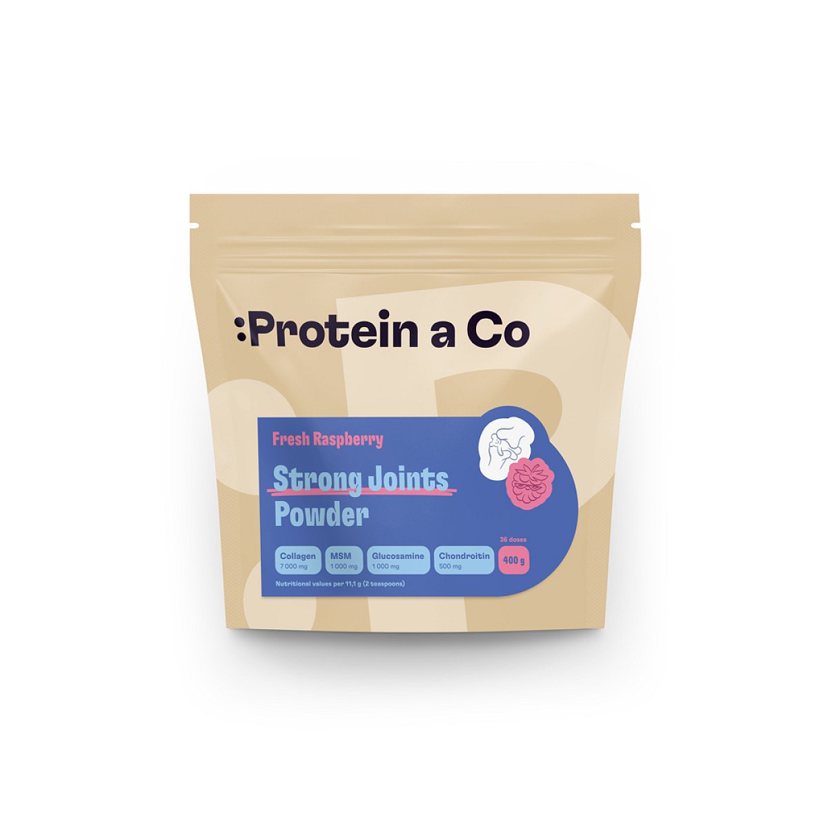 Protein&Co Kloubní výživa v prášku 400 g, Raspberry
