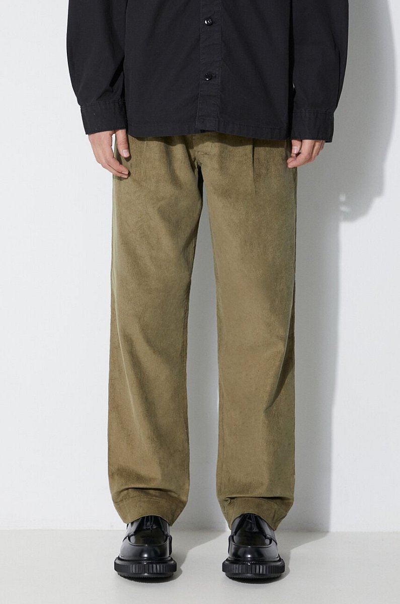 Manšestrové kalhoty Maharishi Loose Chino zelená barva, ve střihu chinos, 4568.OLIVE