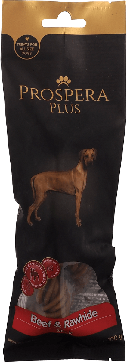 Pochoutka Prospera Plus Hovězí a surová kůže kroucená tyčinka 1ks 15cm