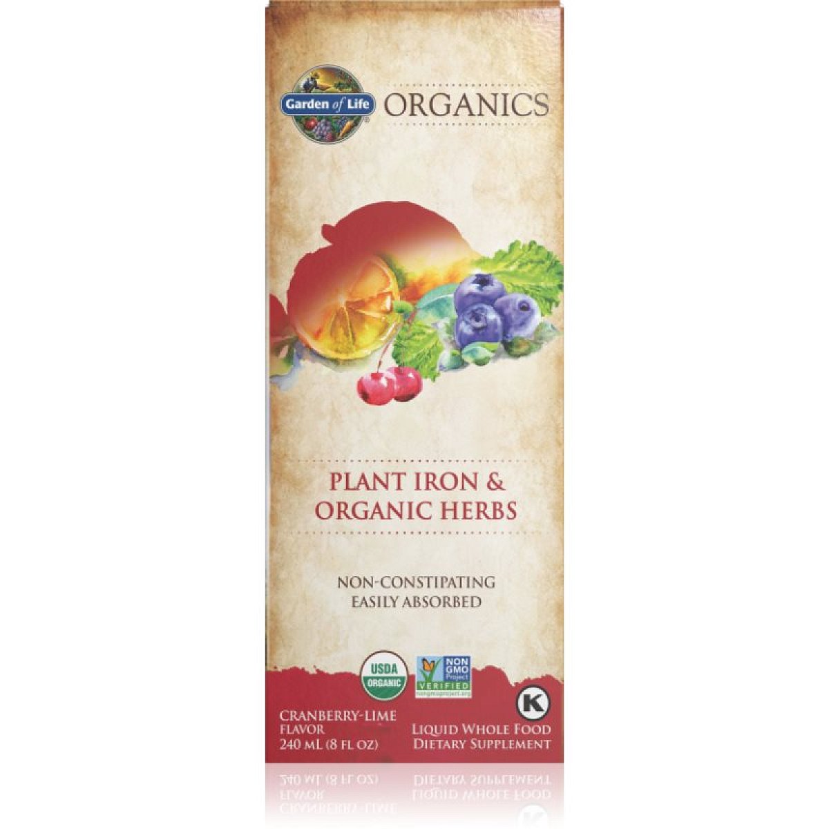 Garden of Life Rostlinné železo & organické bylinky (tekuté železo) vhodné pro děti bylinný sirup pro podporu imunity, snížení míry únavy a vyčerpání