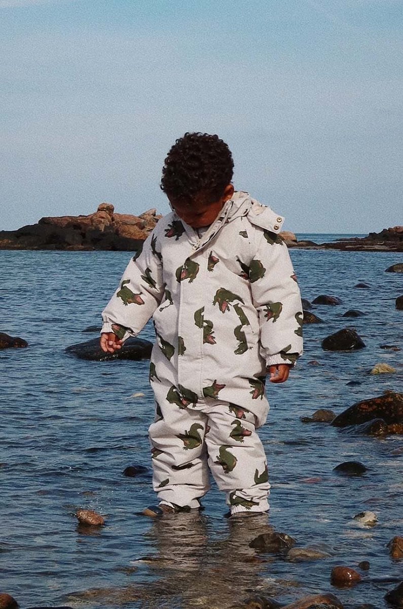 Dětská zimní kombinéza Konges Sløjd NOHR SNOWSUIT PRINT béžová barva, KS101277