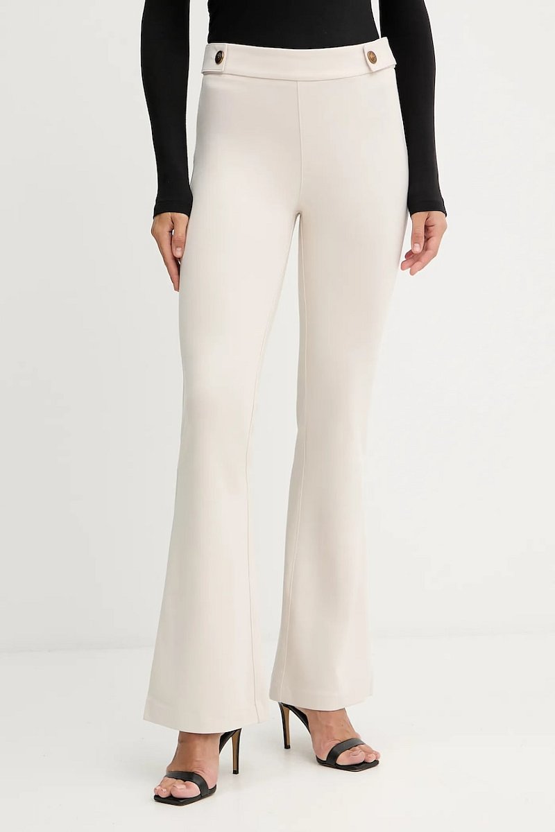 Kalhoty Guess MAELICE dámské, béžová barva, zvony, high waist, W5YB0I KCMU2