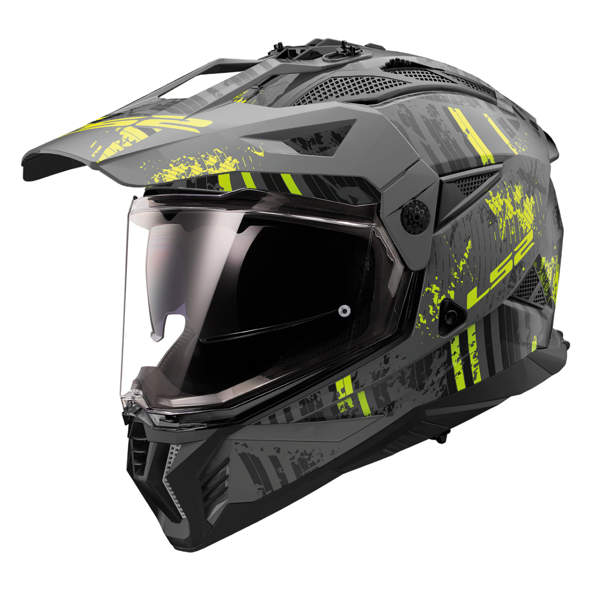 Adventure Helma LS2 MX702 Pioneer II Crazy Matně Černo-Neonově Žlutá 2XL 63-64cm