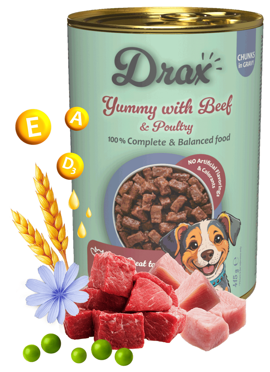 Konzerva Drax Adult Dog s hovězím a kuřecím 1240g