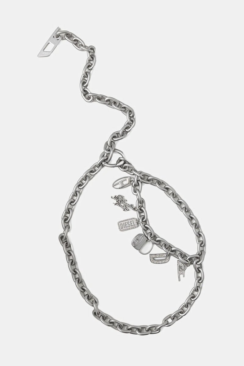 Pásek Diesel DIESEL LOGO B- MULTICHARM CHAI dámský, šedá barva, X10248.PR581