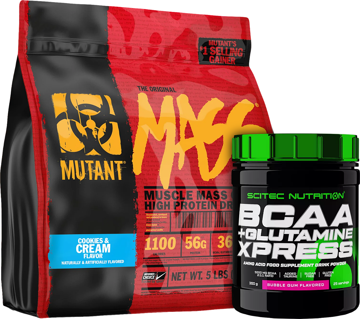 Mutant Mutant Mass 2270 g + Scitec Nutrition BCAA + Glutamine Xpress 300 g
