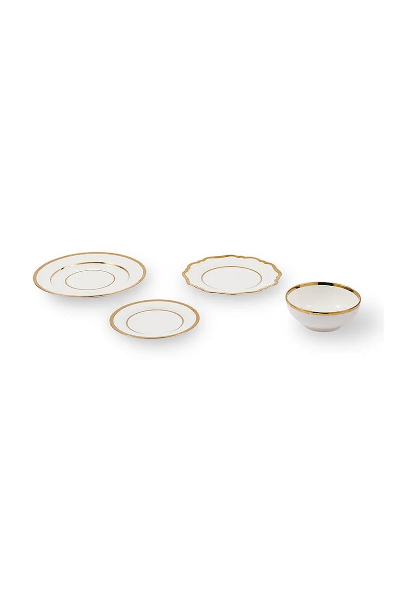 Sada talířů a misek Pols Potten Golden Finds 4-pack bílá barva