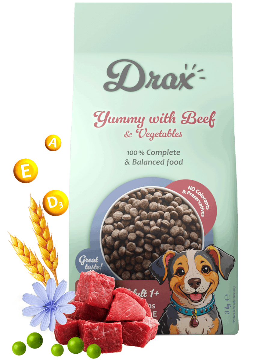 Krmivo Drax  Adult Dog s hovězím a zeleninou 3kg