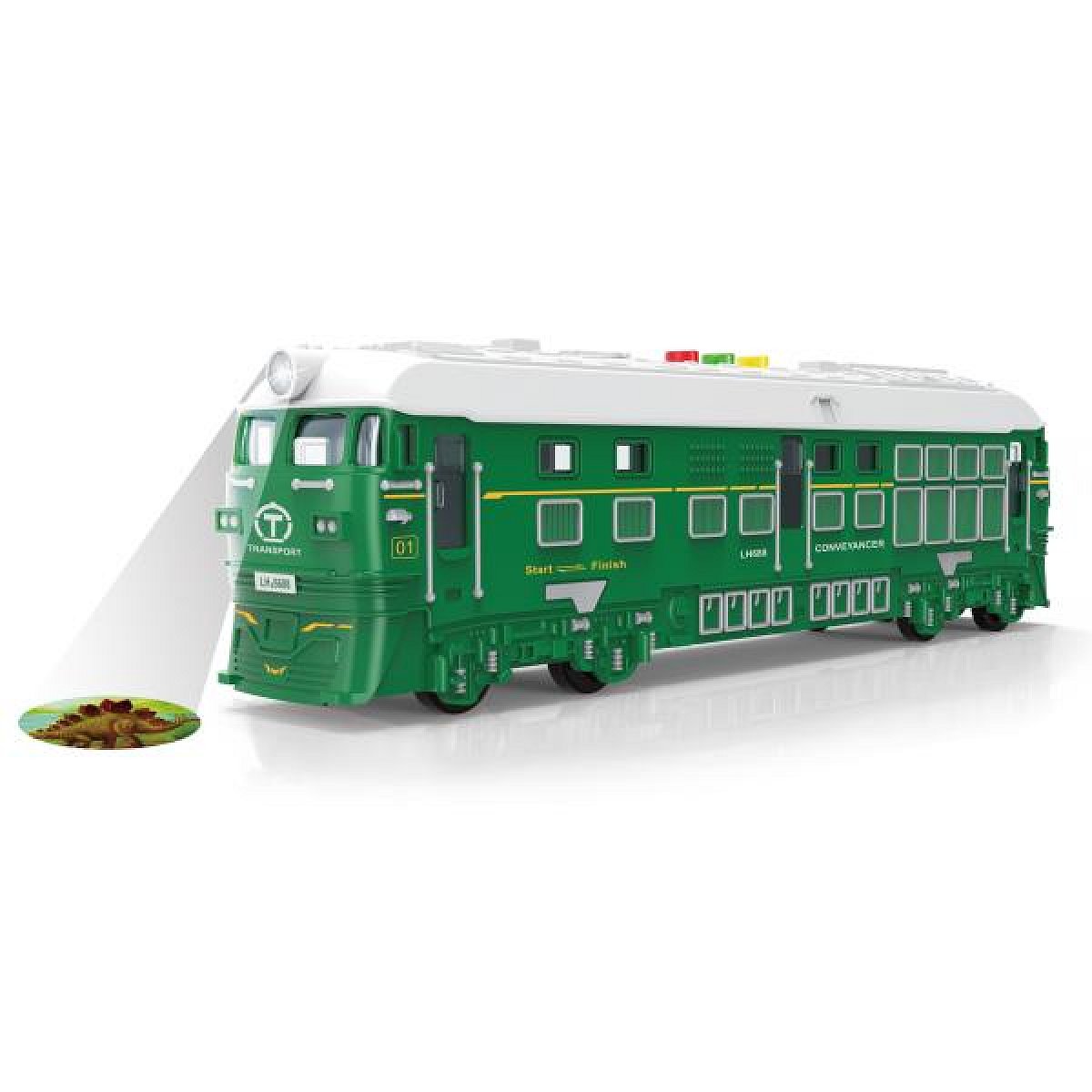 Vlak na setrvačník s efekty a projekcí zelený 33 cm