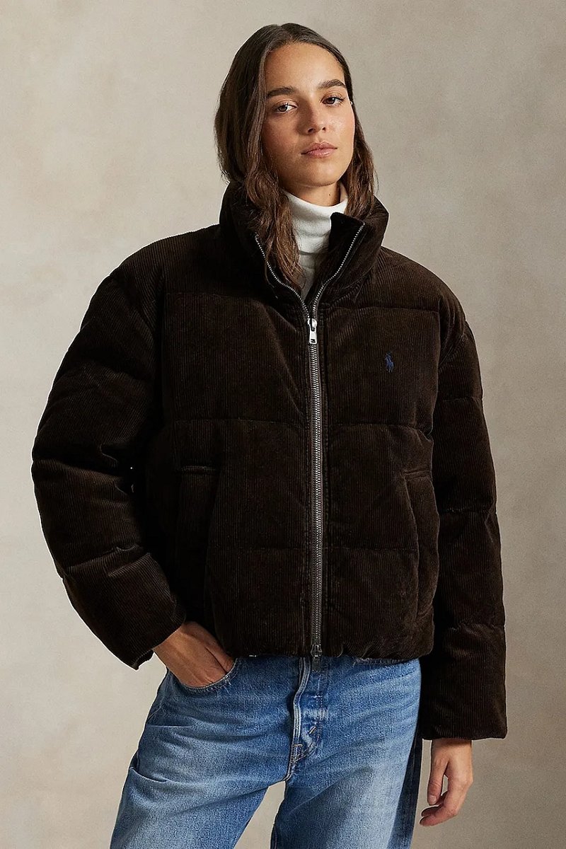 Péřová bunda Polo Ralph Lauren Woven Puffer hnědá barva, zimní, 211971178