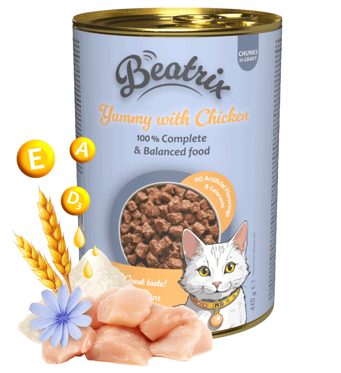 Konzerva Beatrix Adult Cat s kuřecím 415g