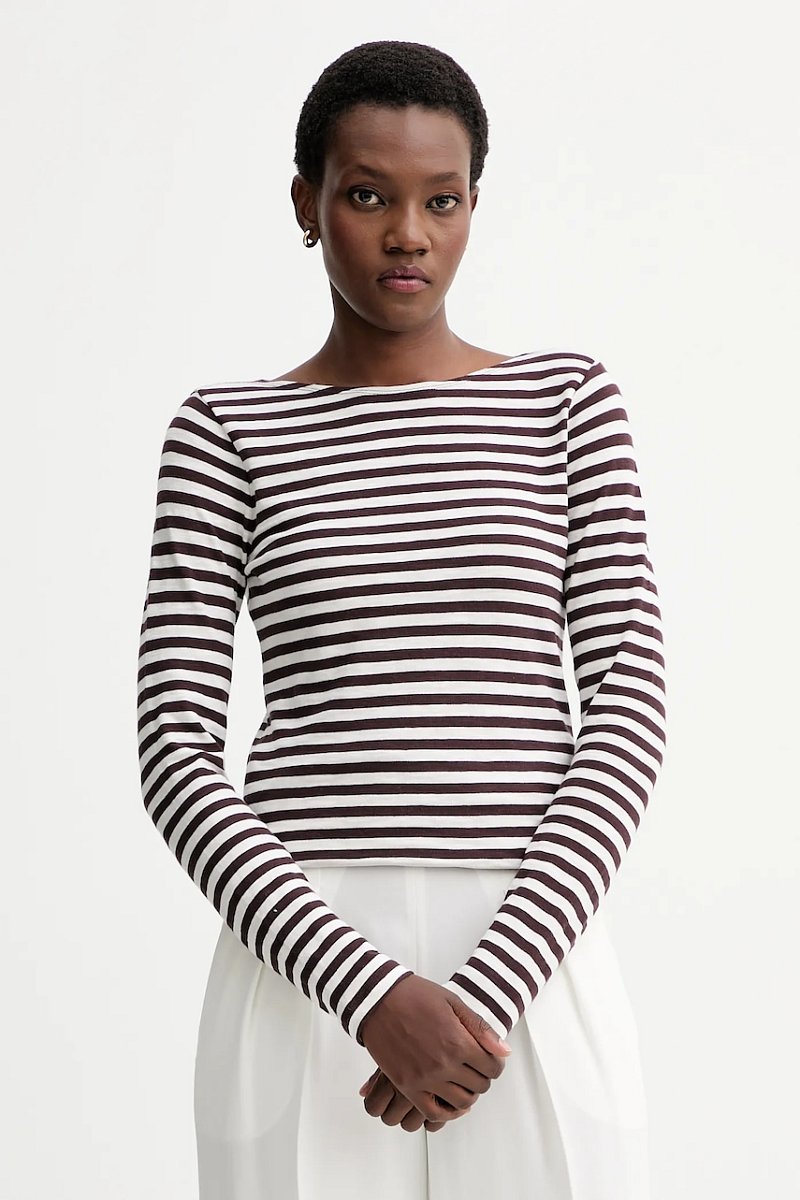 Bavlněné tričko s dlouhým rukávem Marc O'Polo hnědá barva, 510219652597