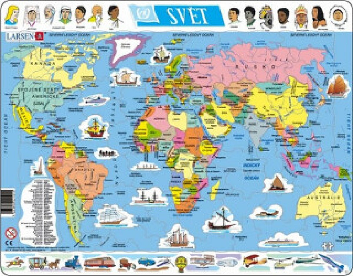 Puzzle MAXI - Mapa Svět/ 107 dílků