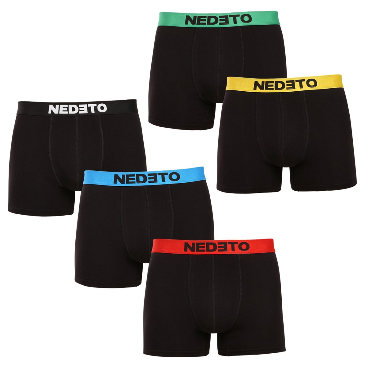 5PACK pánské boxerky Nedeto černé (5NBC1) 5XL, trenky / trenýrky