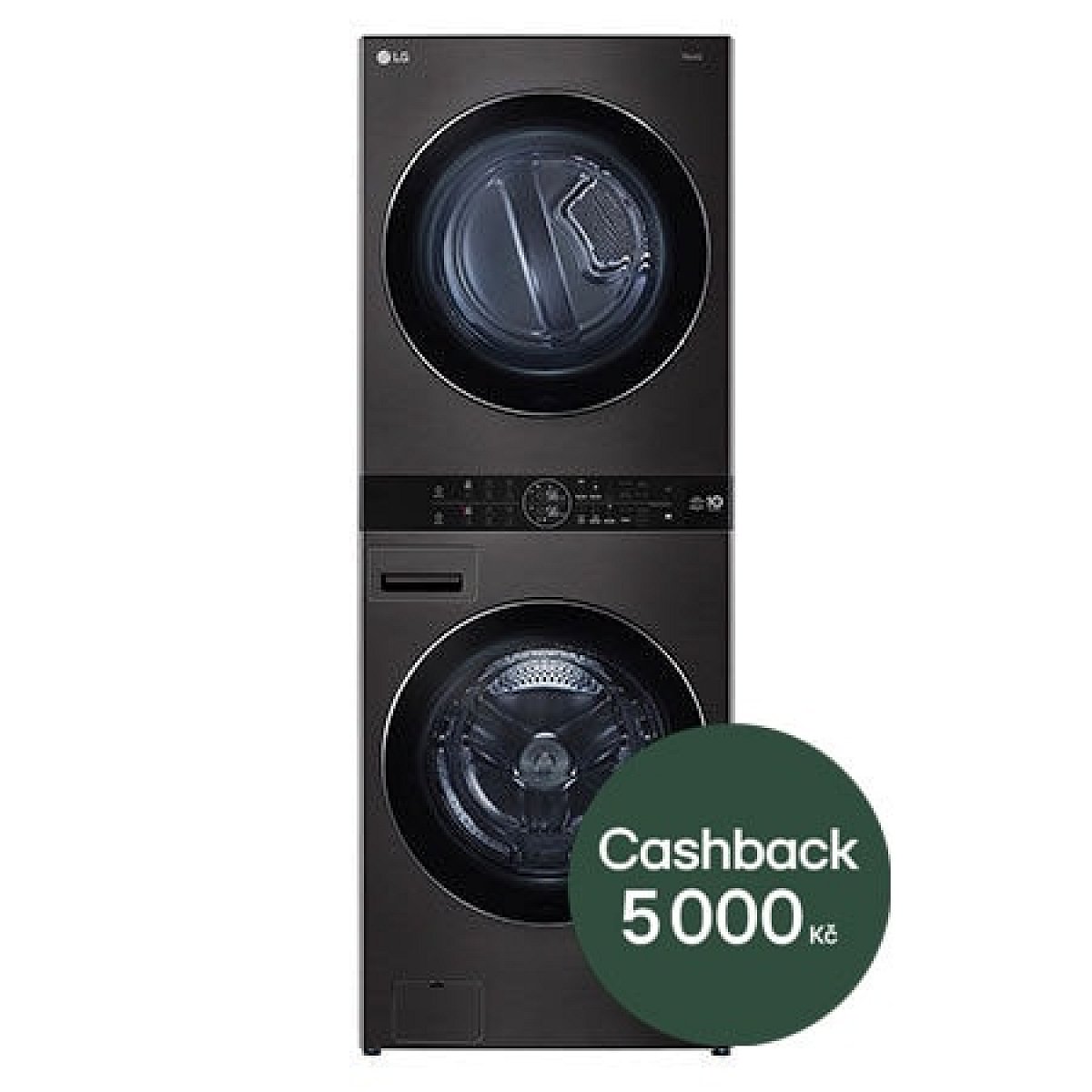 LG WashTower - 17 / 16 kg -1100 ot./min - AI DD™ - TurboWash™360°- Černá/šedá