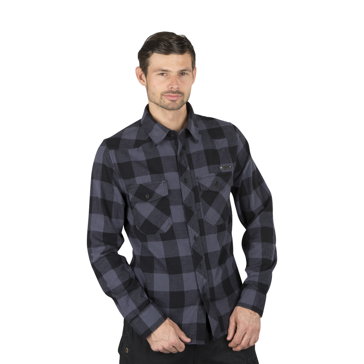 Košile Brandit Checkshirt Černá-Šedá XL