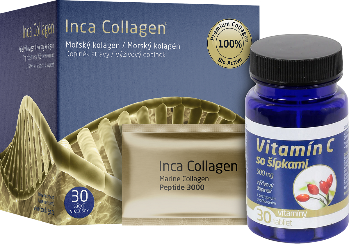 Inca Inca Collagen 30 vrecúšok + Vitamín C 30 tabliet