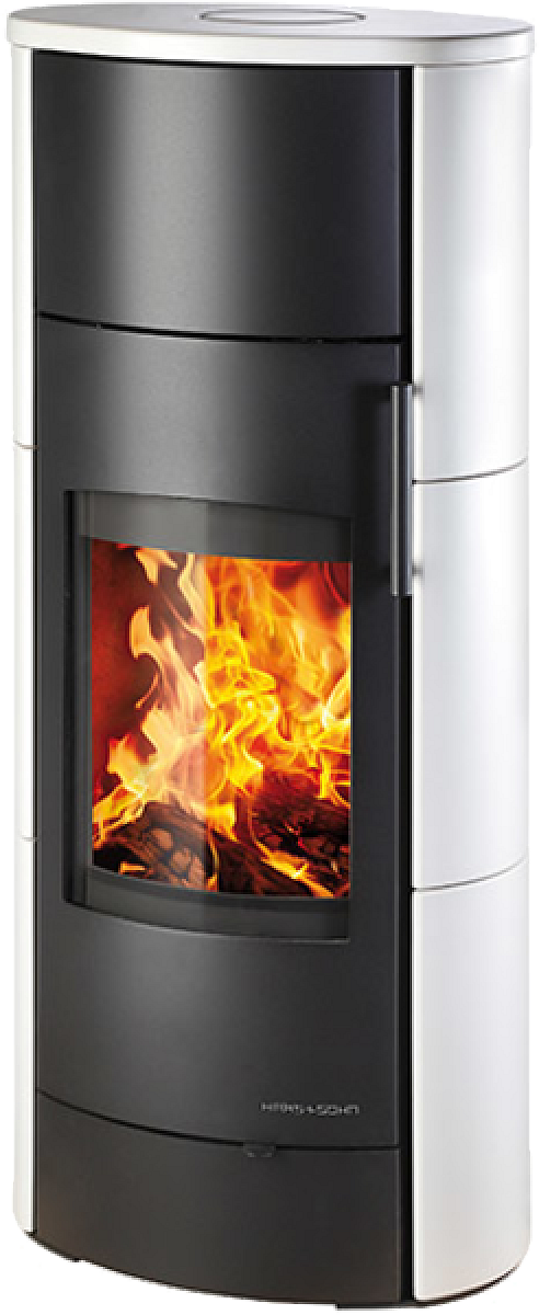 Haas+Sohn Kachlová kamna ORBA, matná bílá/černá aspero