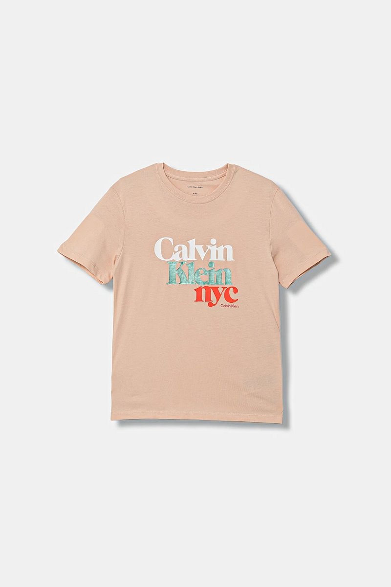 Dětské bavlněné tričko Calvin Klein Jeans oranžová barva, IG0IG02991