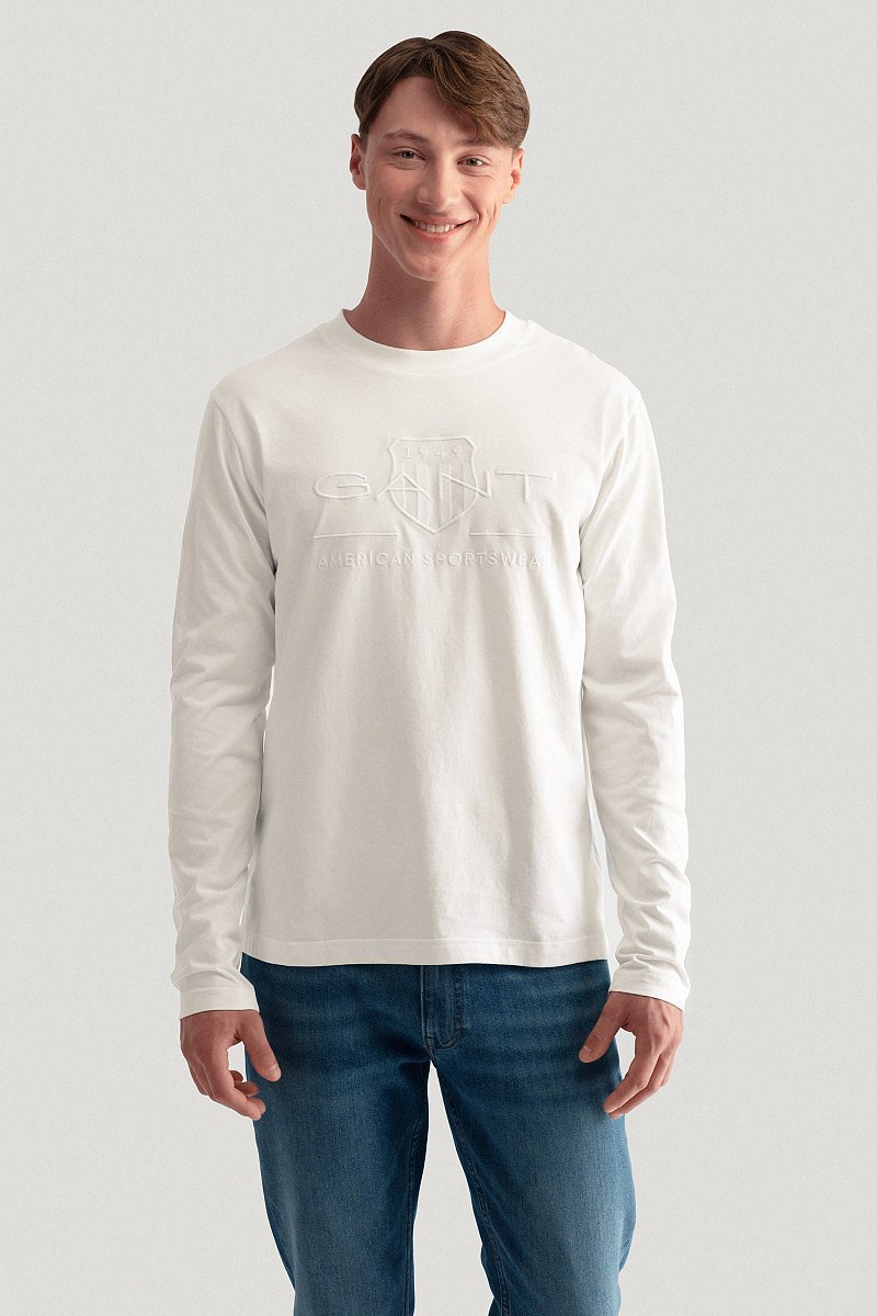 TRIČKO GANT REG TONAL SHIELD LS T-SHIRT EGGSHELL