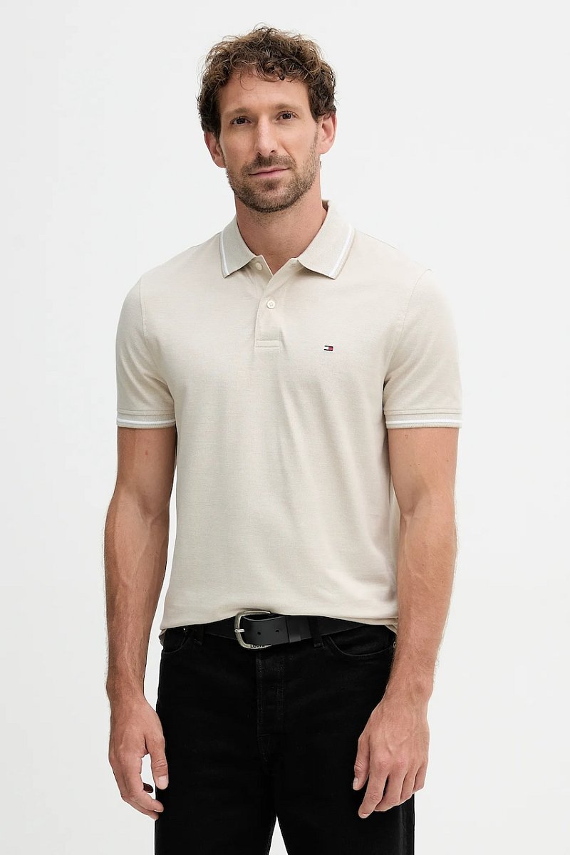 Bavlněné polo tričko Tommy Hilfiger béžová barva, MW0MW37522