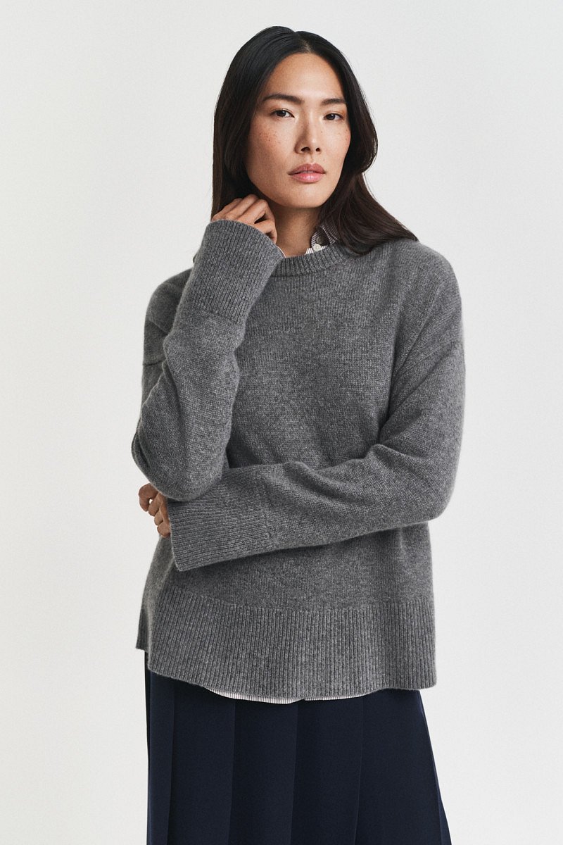 SVETR GANT CASHMERE C-NECK CHARCOAL MELANGE