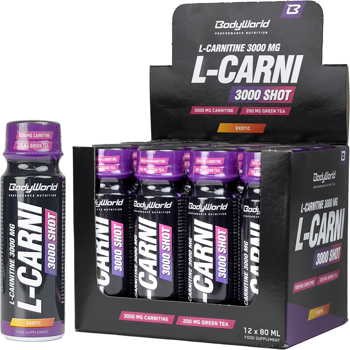 12x BodyWorld L-Carnitine 3000 Shot 80 ml exotik