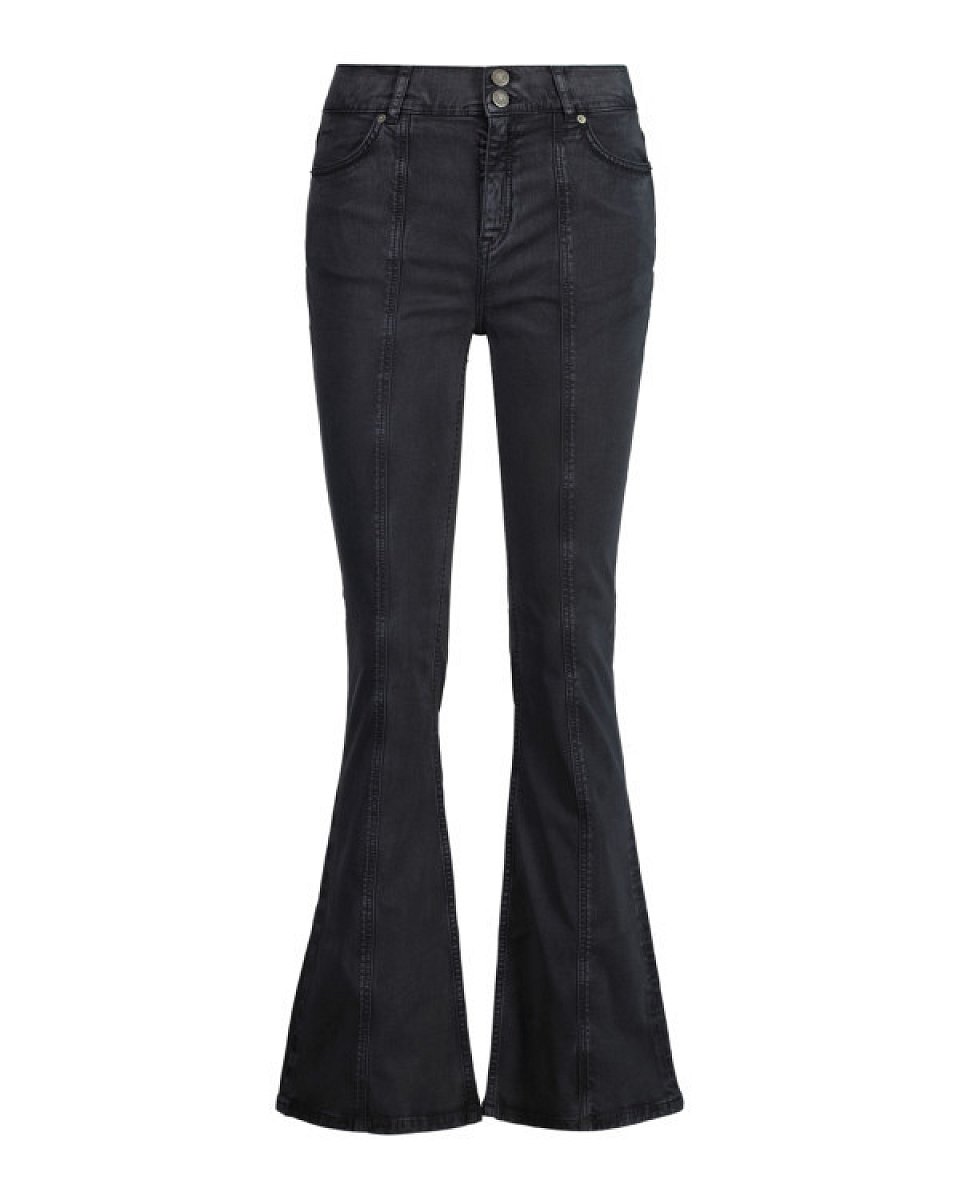KALHOTY GANT LOW WAIST STRETCHY BOOTCUT PANTS BLACK