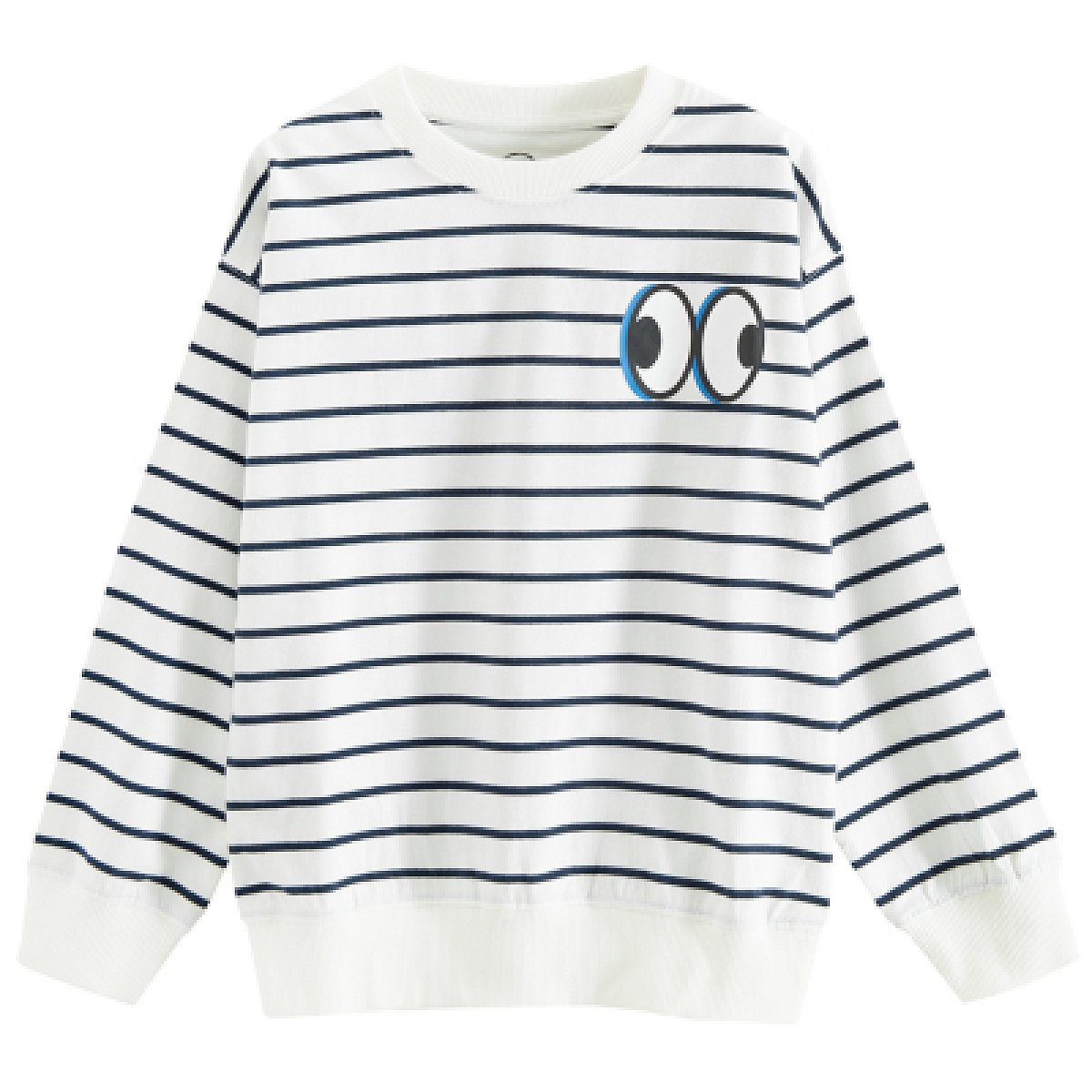 Pruhovaná mikina přes hlavu- bílá - 104 OFF WHITE