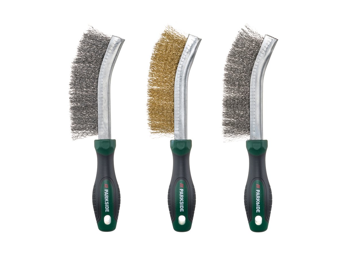 Parkside® Sada pilníků / rašplí / drátěných kartáčů / dlát, 3dílná (sada drátěných kartáčů, 3dílná)