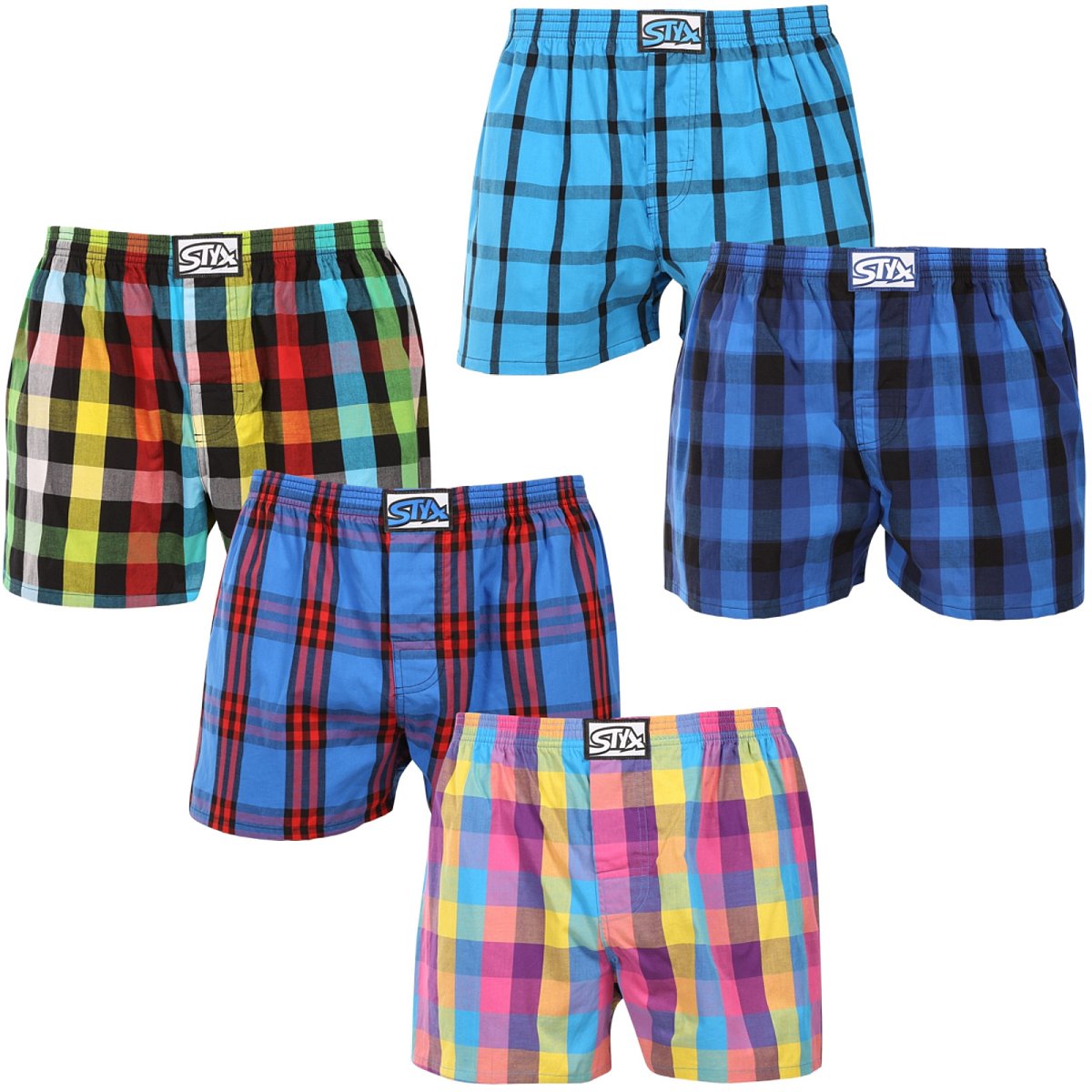 5PACK pánské trenky Styx klasická guma nadrozměr vícebarevné (5E0112346) 3XL, trenýrky