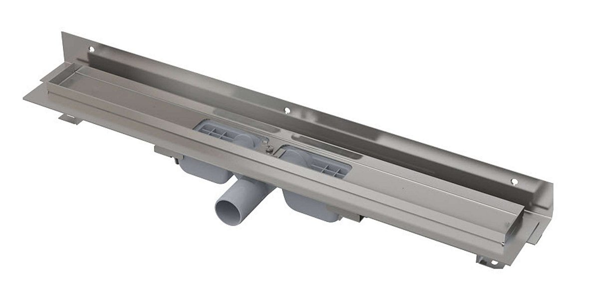 Alcadrain Odtokové žlaby - Sprchový žlab Flexible Low 95 cm, s nastavitelným límcem ke stěně, nerez APZ104-950