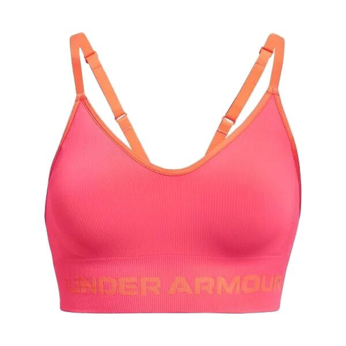 Under Armour SEAMLESS LOW LONG RIB Dámská podprsenka, růžová, velikost S