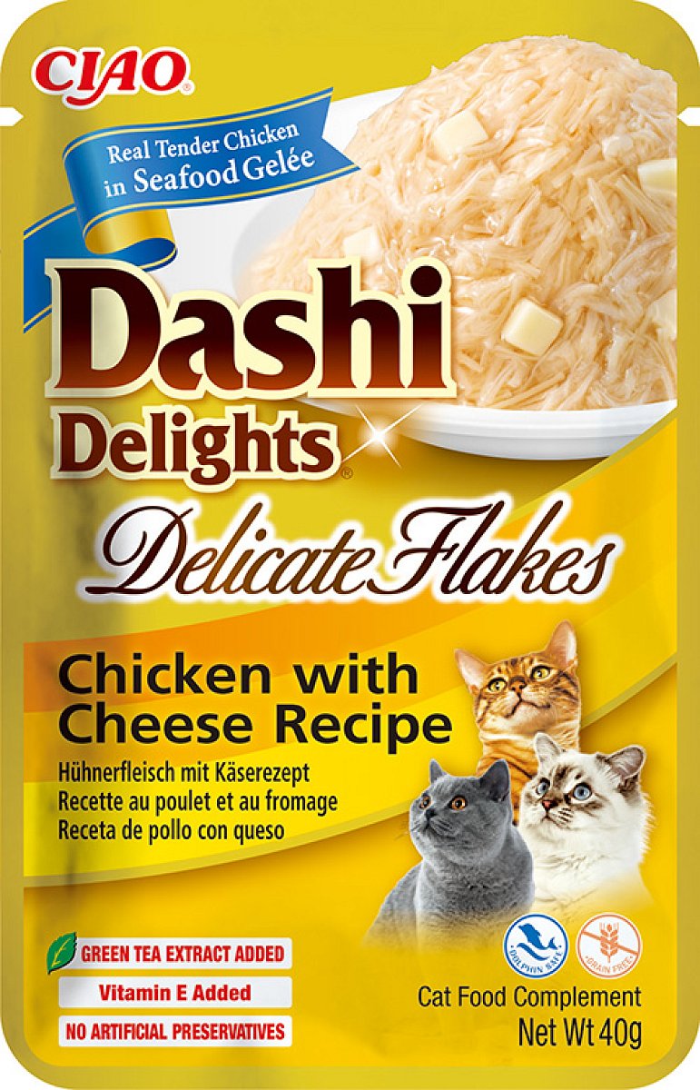 Inaba Kapsička Dashi Cat Delights Delicate Flakes kuře se sýrem 40g