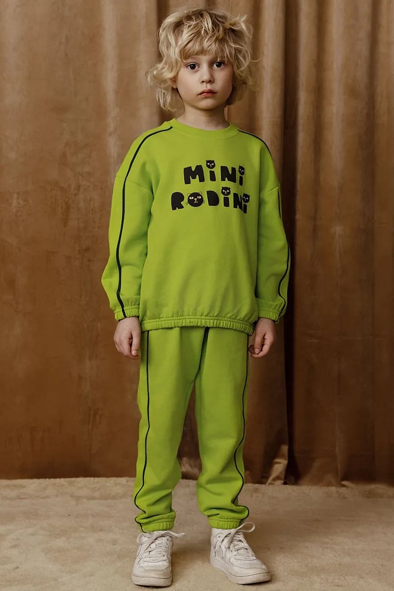 Dětská bavlněná mikina Mini Rodini Mini Rodini Cats zelená barva, s potiskem, 2512010575