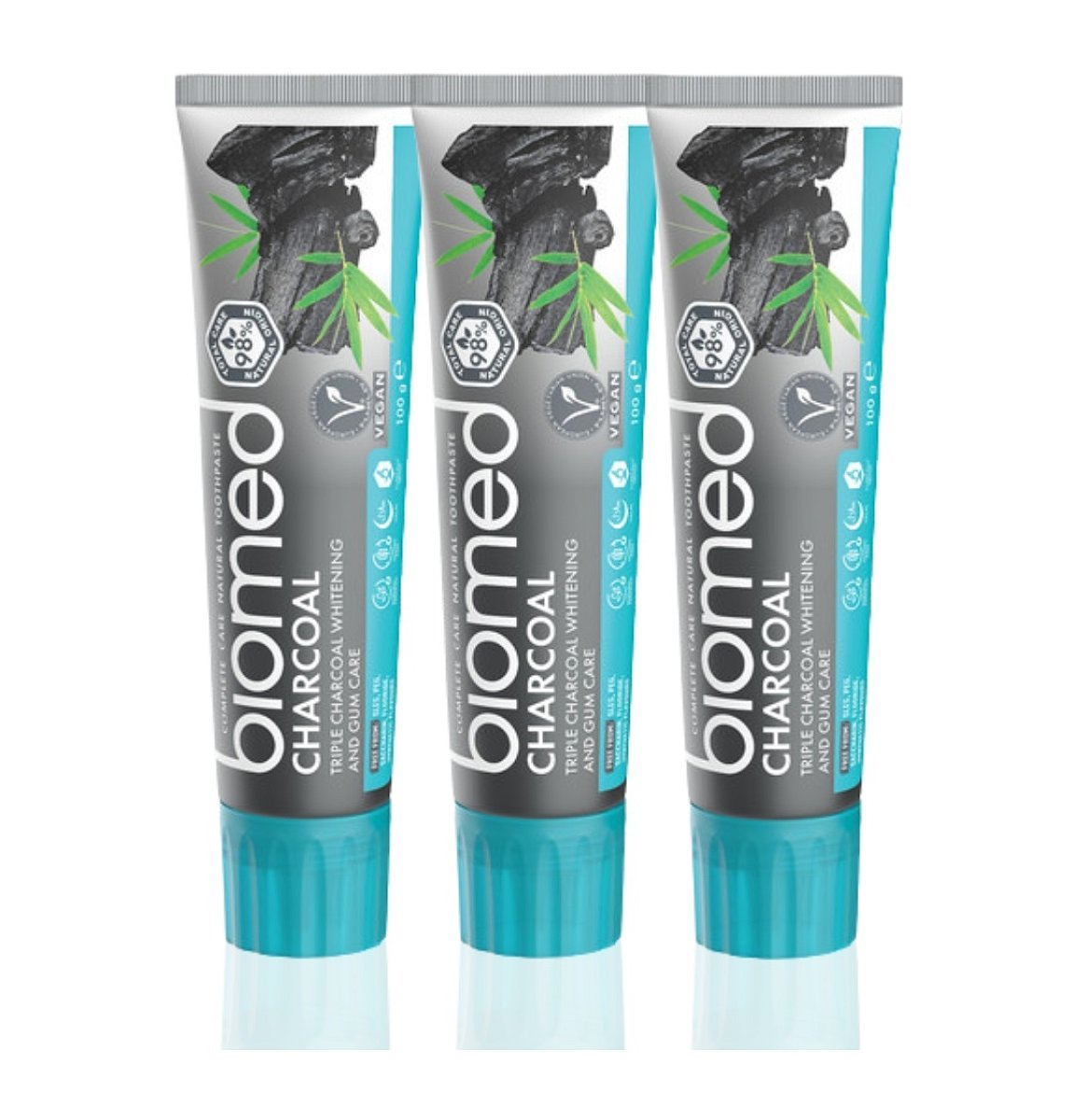 BIOMED Charcoal s černým uhlím zubní pasta 3x100 g