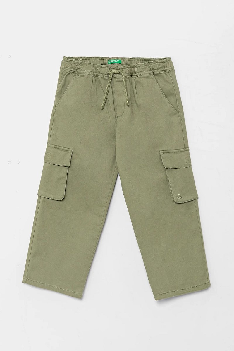 Dětské kalhoty United Colors of Benetton zelená barva, hladké, 4TCGGF02B