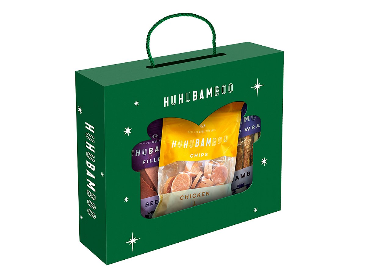 Huhubamboo vánoční box s pamlsky 4x250 g