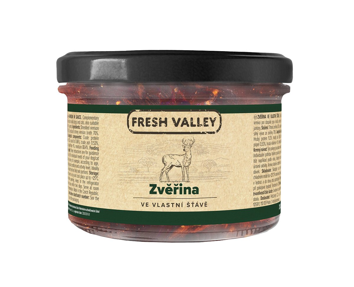 Sklenice Fresh Valley zvěřina ve vlastní šťávě 200g
