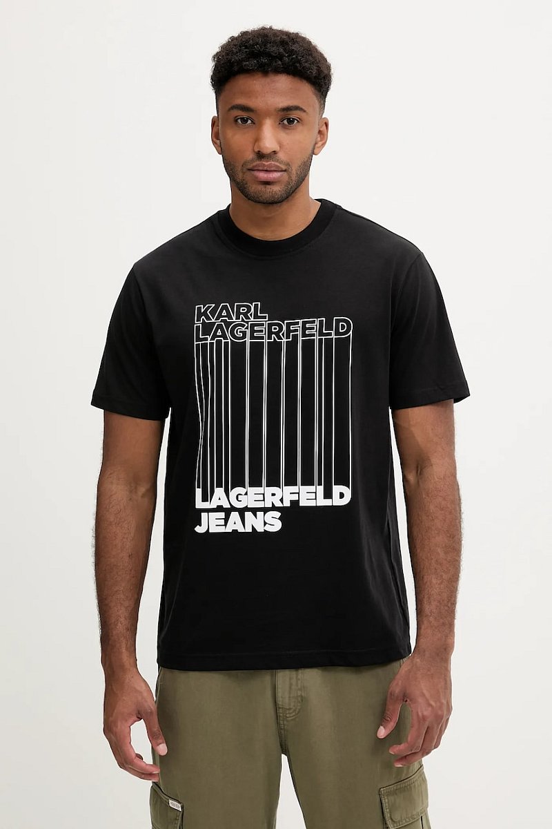 Tričko Karl Lagerfeld Jeans pánské, černá barva, s potiskem, A3M17002