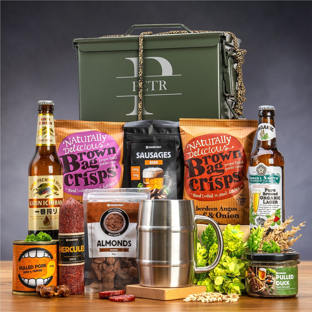 Armyboxeo plné ležáků s gravírováním | Dárková muniční bedna | Vánoční dárek pro muže, vojáka, tátu, přítele | Dárek na Vánoce, k narozeninám | Dárkov