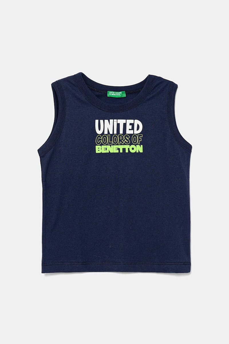 Dětské bavlněné tričko United Colors of Benetton tmavomodrá barva, s potiskem, 3I1XGH013