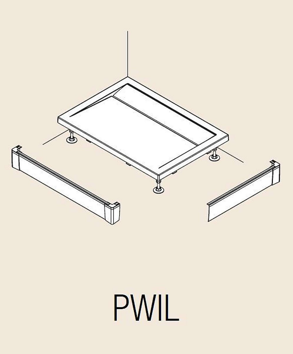 SanSwiss ILA - Hliníkový přední panel pro obdélníkovou vaničku, L-panel, 2 strany, 900 x 1400 mm - barva černá matná PWIL09014006