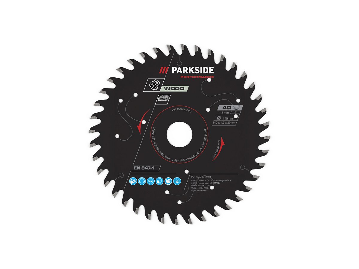 Parkside Performance® Pilový kotouč pro okružní pily, Ø 140 mm (Dřevo/40 zubů)