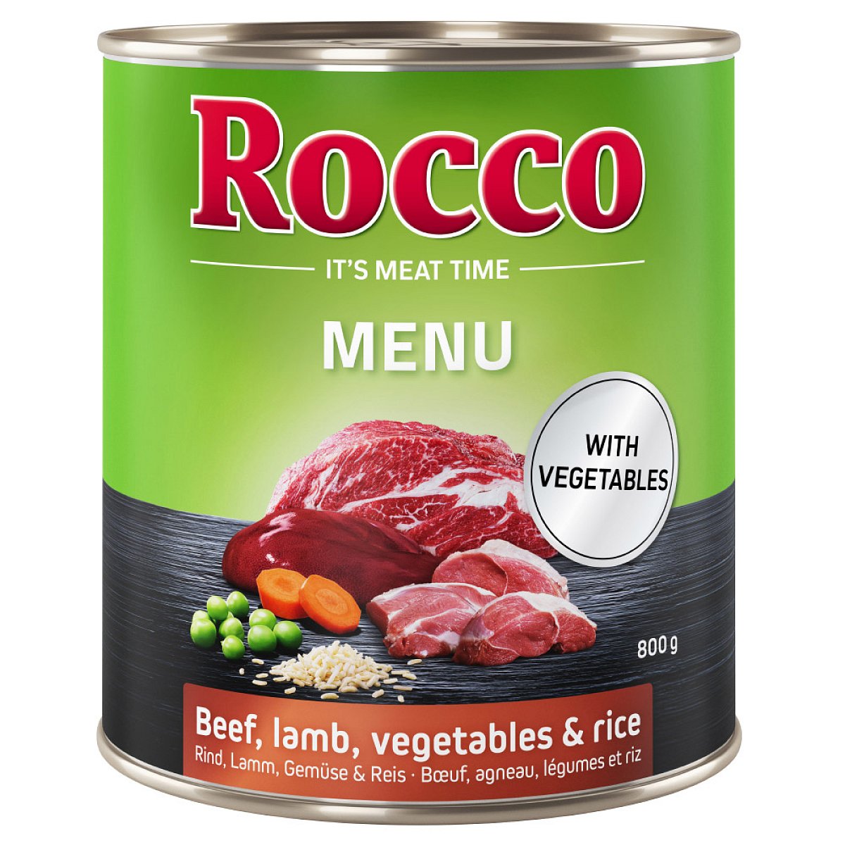 Rocco Menu 6 x 800 g - Hovězí, jehněčí, zelenina  & rýže