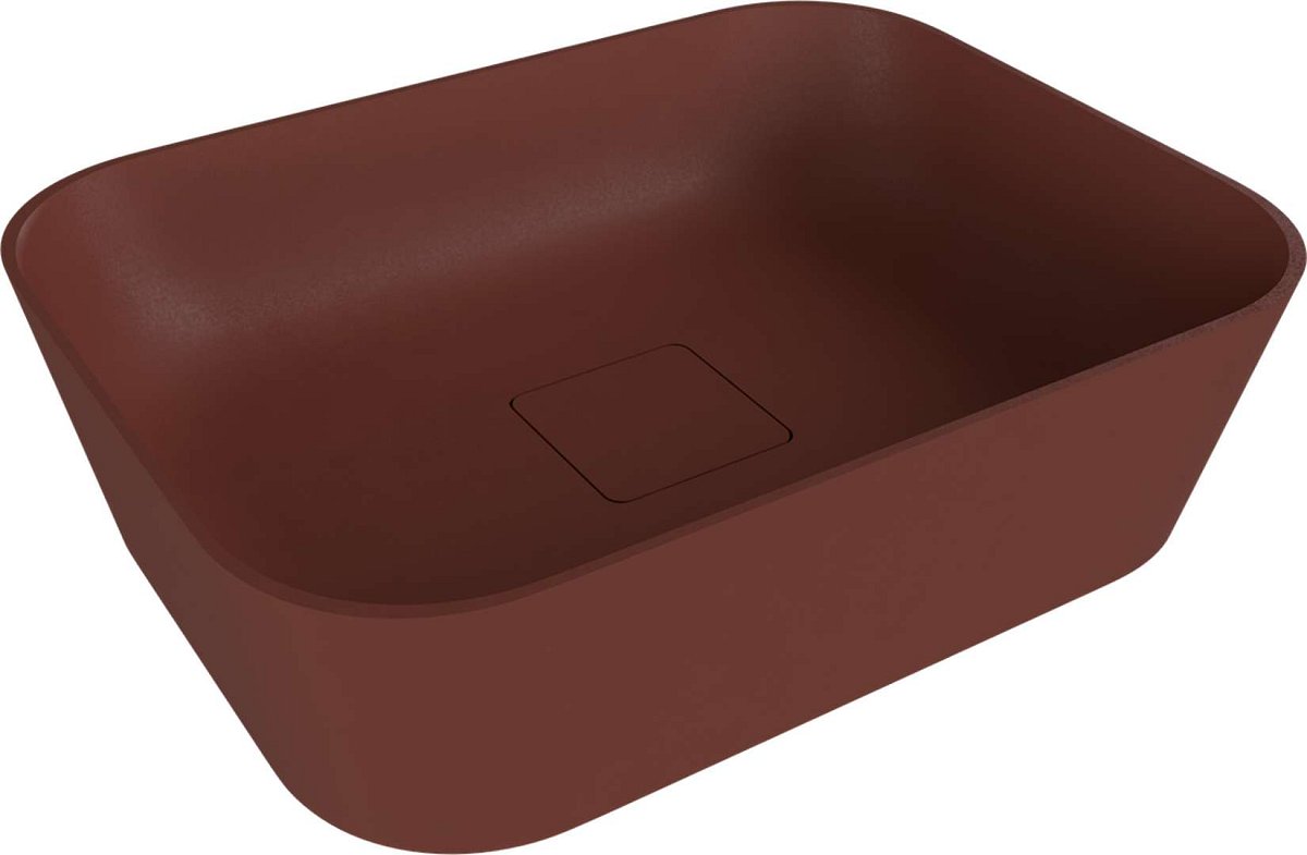 Polysan Banera - Umyvadlo na desku 50x35 cm, bez přepadu, bez otvoru pro baterii, matná hnědá 14596.71